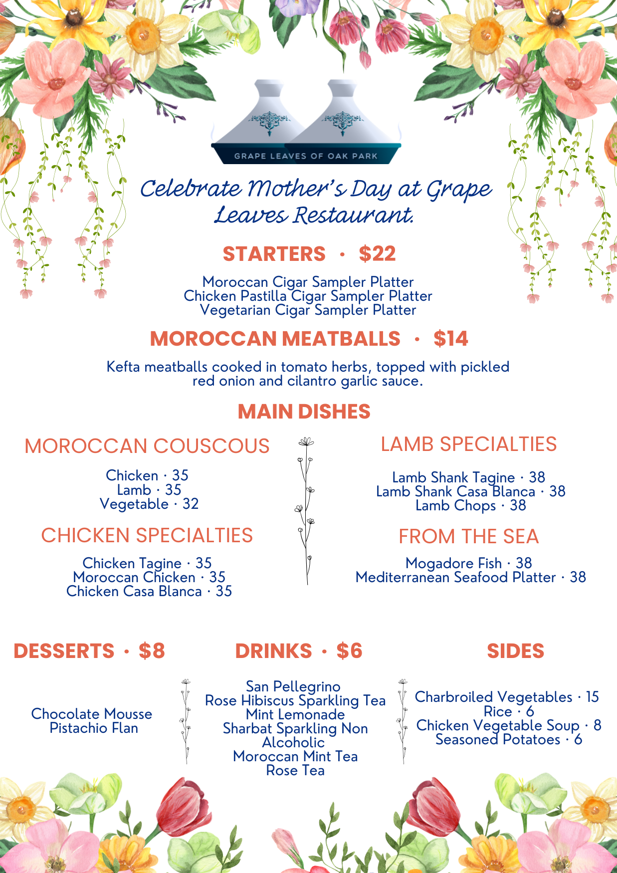 Mother's Day specials at Grape Leaves of Oak Park