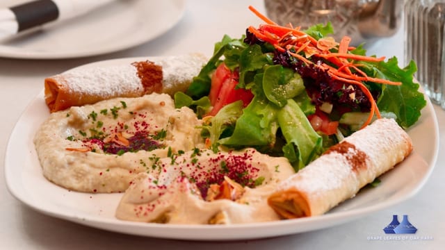 Chicken pastilla sampler platter.